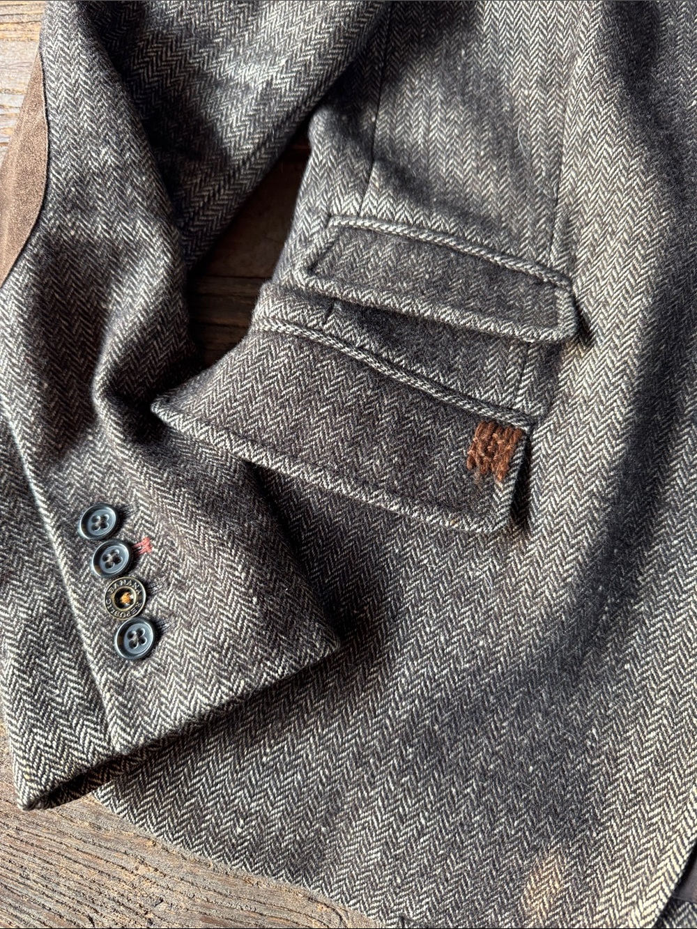 Banana Republic Travel & Safari 1980 vintage brown wool houndstooth blazer XS/S - Picture 4 of 13